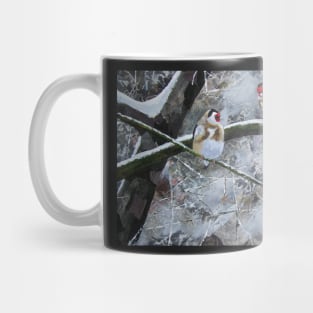 Goldfinches in the snow Mug